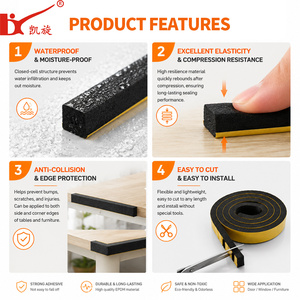 Nastro in Schiuma EPDM a Celle Chiuse Giallo Autoadesivo 3-10mm Impermeabile Insonorizzante Guarnizione per Porte e Finestre - Product Image 3