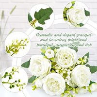 Lot de 24 têtes de pivoines artificielles en tissu de soie, blanc et champagne, pour la vente en gros