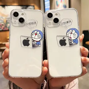 Karikatür Doraemon slam geçirmez silikon telefon kılıfı için 14 13 12 11 x