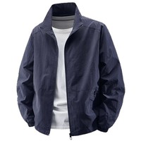 Veste en nylon streetwear à col montant pour homme, manteau décontracté printemps-automne, grande taille, style workwear américain, coupe-vent et imperméable pour l'extérieur