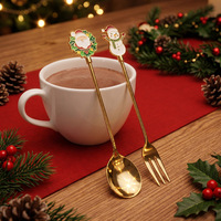 Ensemble de couverts de Noël en acier inoxydable BST, design minimaliste, motifs de dessins animés, cuillères à dessert et à café