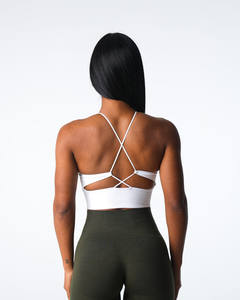 Soutiens-gorge de sport en nylon Bretelles halter Col haut Cordon de serrage Soutiens-gorge de yoga sans couture Vêtements de sport Hauts d'<span class=keywords><strong>exercice</strong></span> pour femmes - Product Image 5