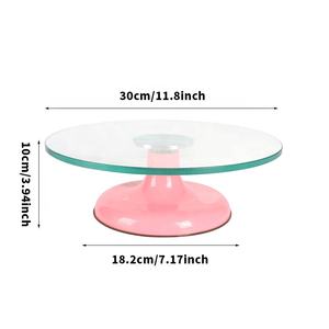 Profesyonel 12 inç dayanıklı sağlam döner kek pikap yuvarlak şeffaf cam kek dekorasyon <span class=keywords><strong>stand</strong></span>ı - Product Image 2