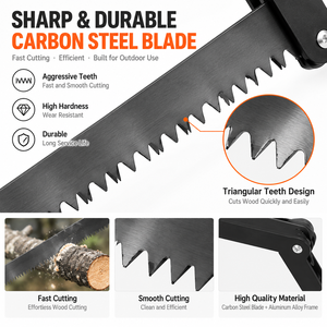 Scie à main pliable portable avec logo personnalisé, légère en alliage d'aluminium, pour le bushcraft, la survie en extérieur et la coupe du bois - Product Image 4