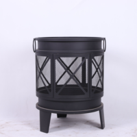 Panier de foyer moderne en acier avec poignées pour mobilier d'extérieur, jardin et terrasse, protection anti-étincelles