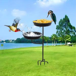 이중 트레이가있는 정원 조류 피더 청소가 쉬운 야외 금속 야생 조류 먹이 역 - Product Image 2