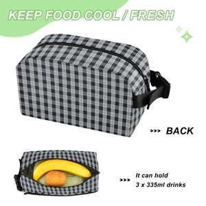 Factory Wholesale Customized Black Checked Insulation <b>Cooler</b> <b>Box</b> Takeout Portable Bench <b>Cooler</b> Lunch Bags With Logo - Product Image 2