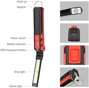 Lampe de travail COB LED d'inspection, Détecteur de tourmaline, Tunnel d'air, Détecteur de dioxyde de carbone WADE-JS090, Rechargeable - Product Image 4