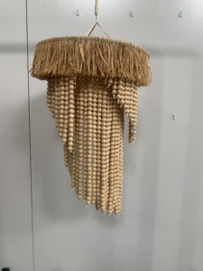 Nouvel abat-jour de lustre nordique à franges <span class=keywords><strong>avec</strong></span> perles en <span class=keywords><strong>bois</strong></span>, articles de tapisserie en <span class=keywords><strong>macramé</strong></span>, décorations murales pour une maison chaleureuse - Product Image 4
