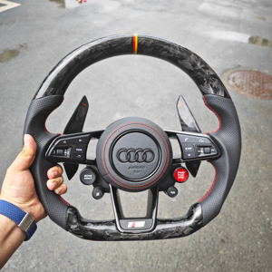 Custom mezza pelle traforata pianoforte nero carbonio volante per <span class=keywords><strong>Audi</strong></span> RS A3 A4L A5 A6L A7 Q2 Q3 S4 S5 S7 8V B8 C7