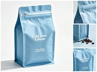 Sachet à café en aluminium à huit soudures latérales, pochette à fermeture éclair verticale avec valve de dégazage unidirectionnelle, logo personnalisé