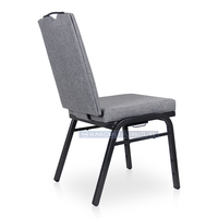 Chaise de banquet à dossier haut de style Hilton |   Siège rembourré gris |   Cadre en métal noir robuste pour hôtel/conférence