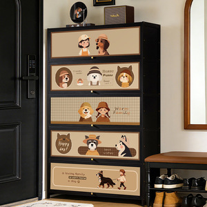 Large-capacity, tall, multi-layered <b>shoe</b> cabinet with doors, multifunctional, simple, <b>wall</b>-mounted <b>shoe</b> <b>rack</b>. - Product Image 1