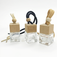 Mini flacon diffuseur de parfum pour voiture en verre de 5 ml, 8 ml, 10 ml avec bouchon en bois et joint à vis, diffuseur d'arômes et flacon de parfum à suspendre pour voiture