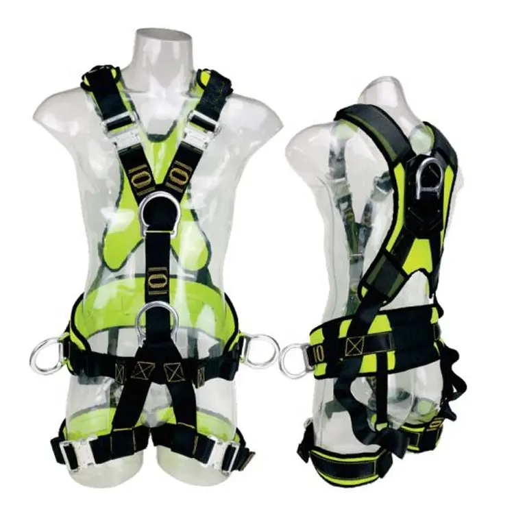 อลูมิเนียมอัตโนมัติหัวเข็มขัดโพลีเอสเตอร์ Webbing CE Full Body Harness Anti-Falling ความปลอดภัย