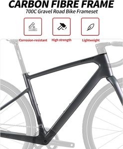 Khung xe đạp đường trường 700C bằng sợi carbon, khung xe đạp phanh đĩa, khung trục xuyên tâm bằng sợi carbon - Product Image 6