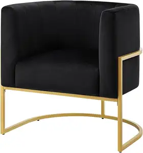 Chaises modernes de salon Meubles de chaise d'appoint en velours doux texturé avec support en métal avec outils d'installation