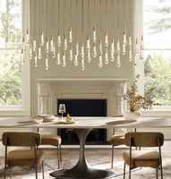 Lustre en cristal de verre fait main de luxe, forme goutte d'eau, larmes d'ange, lampe suspendue pour escalier, chambre, bureau - Goutte de pluie