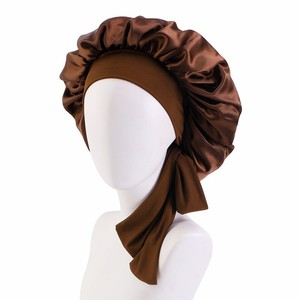 Nouveau Grand <span class=keywords><strong>Bonnet</strong></span> en Soie Satinée Double Couche <span class=keywords><strong>de</strong></span> Haute Qualité <span class=keywords><strong>pour</strong></span> Femmes, Bonnets <span class=keywords><strong>de</strong></span> Douche et <span class=keywords><strong>Nuit</strong></span>, Chapeau <span class=keywords><strong>de</strong></span> <span class=keywords><strong>Nuit</strong></span>, Foulard <span class=keywords><strong>de</strong></span> <span class=keywords><strong>Cheveux</strong></span> avec Logo Personnalisé - Product Image 4