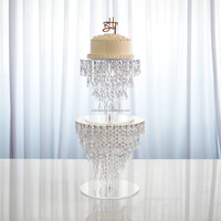 Fournitures de mariage, table de desserts, support à gâteau, plateau à gâteau en acrylique cristal, plateau décoratif pour événements et fêtes