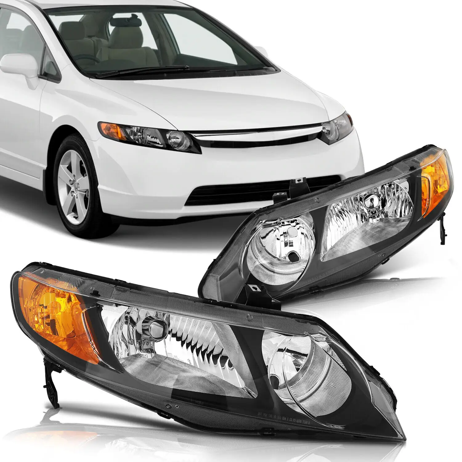OEM auto parts replacement new black headlights left right headlamp for Honda Civic Sedan 2006-2011