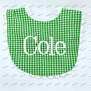 Ropa orgánica para bebés, babero para bebés y bombachos para niñas, Monograma, 100% algodón, tejido gingham, conjuntos de ropa para recién nacidos - Product Image 3