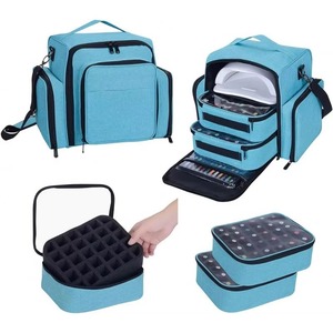 Organisateur de vernis à ongles BSCI, étui de rangement multiple à fermeture éclair, style tendance, motif lettres - Product Image 1