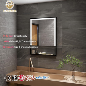Fabricante Hotel almacenamiento negro 3 colores regulable <span class=keywords><strong>luz</strong></span> hierro antivaho personalizado continuo regulable Led espejo de <span class=keywords><strong>baño</strong></span> <span class=keywords><strong>con</strong></span> estantes - Product Image 1