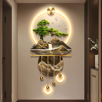 Peinture sur porcelaine de luxe avec cristaux et lumières LED, impression UV, boule dorée en métal, décoration murale 3D
