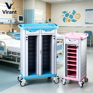 Chariot <span class=keywords><strong>de</strong></span> classement médical VIRANT en acier inoxydable avec tiroirs et roulettes silencieuses pour cliniques et hôpitaux - Product Image 2