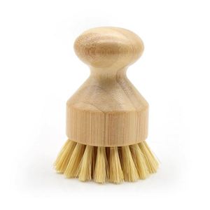 Wholesale Eco-friendly Short Handle Bamboo Palm <b>Scrub</b> <b>Brush</b> for Kitchen Sink Cleaning Dishes Pots Pans - Product Image 1