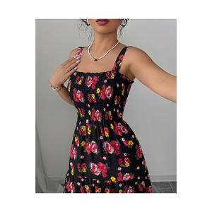 Women's Strappy Viscose <b>Dress</b> 125 Cm Length Casual Floral Print Midi <b>Dress</b> - Product Image 4