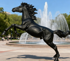 Scultura Personalizzata Grande <span class=keywords><strong>di</strong></span> Stallione Nero in Bronzo, Arte Equestre Moderna per Decorazione Paesaggistica <span class=keywords><strong>di</strong></span> Giardini o Parchi - Product Image 5