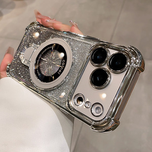 <span class=keywords><strong>Coque</strong></span> de téléphone de <span class=keywords><strong>luxe</strong></span> à paillettes électroplaquées pour <span class=keywords><strong>iPhone</strong></span> 17 16 <span class=keywords><strong>Pro</strong></span> Max avec support magnétique pliable et protection de l'appareil photo (membrane arrière) - Product Image 2