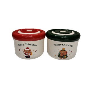 Christmas Bear Plastic Steel Double Layer <b>Lunch</b> <b>Box</b> 900Ml Round With Lid For Breakfast Oatmeal Storage - Product Image 5