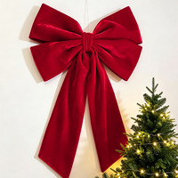 Grand nœud en velours rouge à double boucle, ornement de Noël, accessoire photo pour toile de fond de mariage, décoration d'ambiance festive