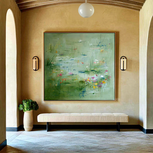 Dipinto a Olio su Tela Fatto a Mano con Fiori Astratti Colorati e Paesaggio di <span class=keywords><strong>Giardino</strong></span> Acquatico di B&C ART - Product Image 2