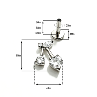 Anting-anting titanium ASTM F136 berbentuk bunga lucu dengan zircon, cocok untuk helix, tulang rawan telinga, bibir, dan hidung, unisex.