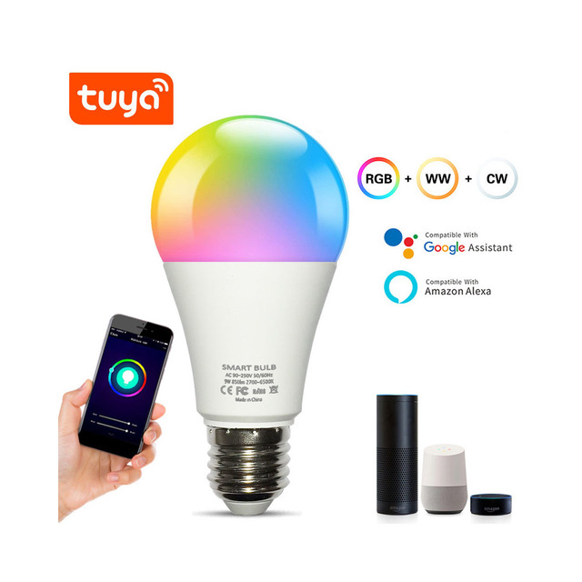 RGBCW+CCT AC100-265V Wifi B22 E27 E26 9W 15W LED Light Bulb LED Tuya Smart Life App Alexa Google Assistant