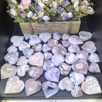 Pierre de guérison de haute qualité, cristal naturel, améthyste rose, pierre de paume en forme de cœur pour la décoration de la maison
