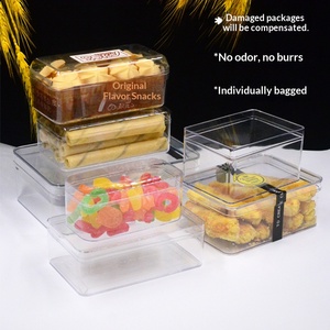 Boîte à biscuits rectangulaire personnalisée OEM avec couvercle en ruban transparent, boîte d'emballage alimentaire en plastique rigide de qualité alimentaire - Product Image 3
