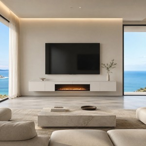 Mobile <span class=keywords><strong>TV</strong></span> Moderno Bianco Sospeso con Camino Elettrico Lineare - Product Image 1