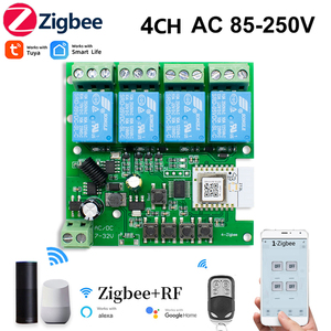 4CH Tuya <span class=keywords><strong>Zigbee</strong></span> 3.0 Nhà Thông Minh Rơ Le DC85-250V Động Cơ Mô Đun Chuyển Đổi 4 Kênh Đài Phát Thanh Điều Khiển Từ Xa RF Làm Việc Với Alexa - Product Image 2
