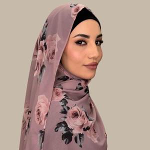 Pañuelo Tradicional de Chifón para Mujeres Musulmanas, Nuevo Estampado de Rosas para Uso Diario - Product Image 3