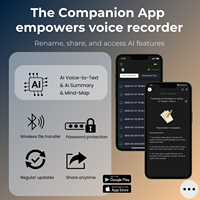 Grabadora de voz IA inteligente de 64GB con transmisión de datos de aplicación inalámbrica Integración ChatGPT Transcriptor de formato de audio WAV Función de nota