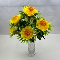 Têtes de bouquet de protées artificielles en soie, fleurs de protées royales, feuilles vertes, pour la décoration de la maison, de mariages et de tombes