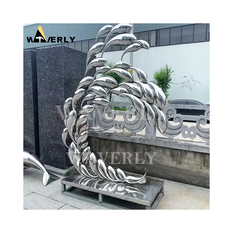 Wholesale Metal Sculpture Art Stainless Steel Polished Abstract Modern Art Decor Large Fish Stainless Steel Sculpture