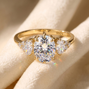 Anello MOR21 RINNTIN con Moissanite da 2 Carati, Colore D, Purezza VVS, in <span class=keywords><strong>Argento</strong></span> Sterling 925 Placcato Oro 14K, Anello <span class=keywords><strong>di</strong></span> <span class=keywords><strong>Fidanzamento</strong></span> con Diamante Moissanite per Donne - Product Image 1