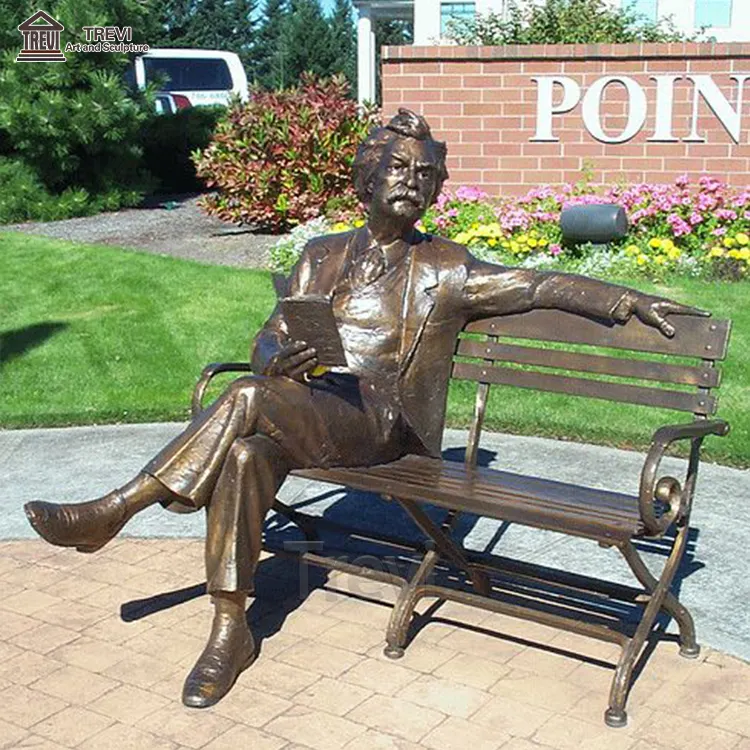 Garden Decoration Outdoor Life Size Custom Sculpture Einstein Man And Bench Bronze Statue