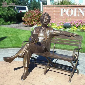 Garten dekoration im Freien Lebensgröße Benutzer definierte Skulptur Einstein Mann und Bank Bronze Statue